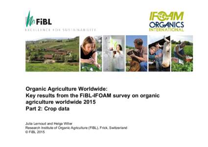 Environment / Sustainable agriculture / Product certification / Research Institute of Organic Agriculture / Organic farming / Organic farming by country / International Federation of Organic Agriculture Movements / Organic wild / Agricultural land / Sustainability / Agriculture / Organic food