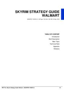 SKYRIM STRATEGY GUIDE WALMART SSGWPDF-VIOM15-5 | 26 Page | File Size 1,381 KB | 29 Apr, 2016 TABLE OF CONTENT Introduction