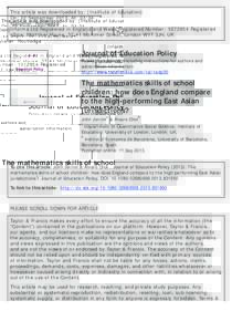 This article was downloaded by: [Institute of Education] On: 22 September 2013, At: 03:34 Publisher: Routledge Informa Ltd Registered in England and Wales Registered Number: Registered office: Mortimer House, 37-
