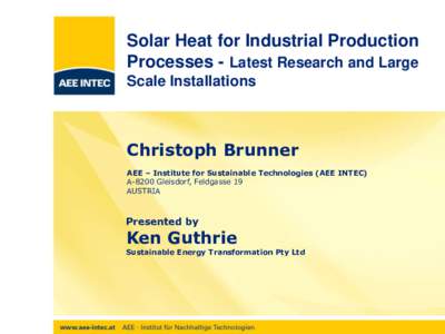 ARENA Solar Process Heat WS  Solar Heat for Industrial Production Processes - Latest Research and Large Scale Installations