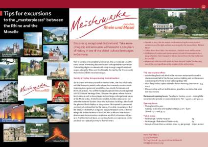 Tips for excursions to the „masterpieces“ between the Rhine and the Moselle Sayn Culture Park
