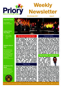 Weekly Newsletter 21st October 2011				  Issue 6