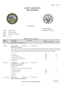 Page 1  of 7$ JOINT SERVICES TRANSCRIPT