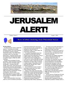 Volume 1 Issue 2  August 1, 2001 Wave of ethnic cleansing clears Palestinian homes