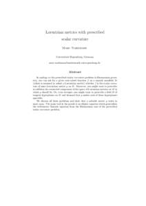 Lorentzian metrics with prescribed scalar curvature Marc Nardmann Universitaet Regensburg, Germany 