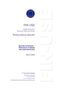 FIN-USE response to Solvency II regime - Principles to ensure end-user protection, March 2009