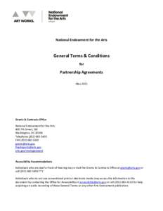 National Endowment for the Arts  General Terms & Conditions for  Partnership Agreements