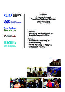Proceedings  A Week of Events at The African Academy of Sciences Karen, Nairobi, Kenya 28 May – 1 June 2012