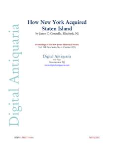Digital Antiquaria  How New York Acquired Staten Island  ISBN