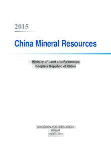 2015  China Mineral Resources Ministry of Land and Resources People’s Republic of China