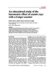 FEATURES www.iop.org/journals/physed An educational study of the barometric effect of cosmic rays with a Geiger counter