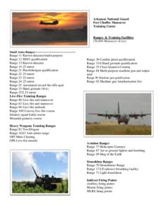 Arkansas National Guard Fort Chaffee Maneuver Training Center Ranges & Training Facilities (56,068 Maneuver Acres)