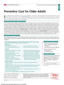 JAMA Patient Page | Preventive Care for Older Adults