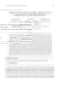 Genome Informatics 16(2): 247–Prediction of Functional Modules Based on Gene Distributions in Microbial Genomes
