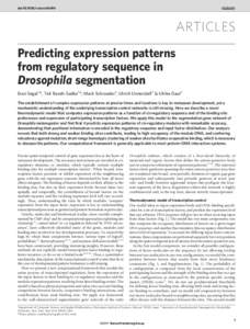 doi:nature06496  ARTICLES Predicting expression patterns from regulatory sequence in Drosophila segmentation