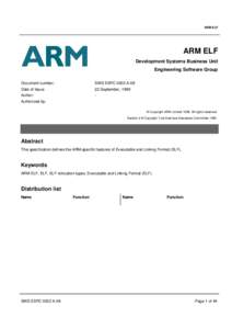 ARM ELF  ARM ELF Development Systems Business Unit Engineering Software Group Document number: