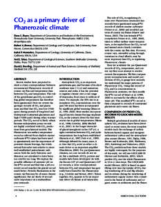 CO2 as a primary driver of Phanerozoic climate Dana L. Royer, Department of Geosciences and Institutes of the Environment, Pennsylvania State University, University Park, Pennsylvania 16802, USA,  Robert A.