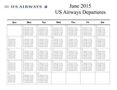 June 2015 US Airways Departures Sun Mon