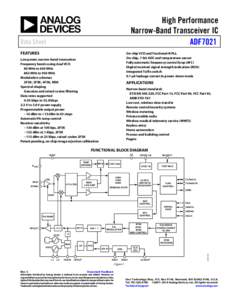 High Performance Narrow-Band Transceiver IC ADF7021 Data Sheet FEATURES