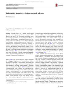 Reinventing learning: a design-research odyssey