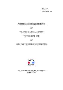 HKTA 1103 ISSUE 4 SEPTEMBER 2000 PERFORMANCE REQUIREMENTS OF