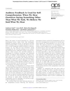 research-article2015 PSSXXX10.1177/0956797615599341Lind et al.Auditory Feedback Is Used for Self-Comprehension  Psychological Science OnlineFirst, published on October 13, 2015 as doi: