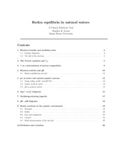 Redox equilibria in natural waters A Chem1 Reference Text Stephen K. Lower Simon Fraser University  Contents