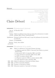 Résumé  Claire Debord Université Clermont Auvergne Laboratoire de Mathématiques Blaise Pascal