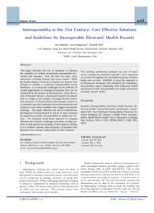 en19  Original Article Interoperability in the 21st Century: Cost Effective Solutions and Guidelines for Interoperable Electronic Health Records