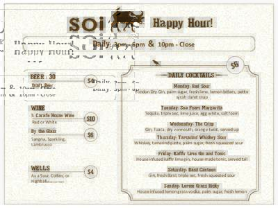 Happy Hour! Daily: 3pm - 6pm & BEER : 30 Draft Beer  $4