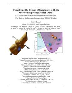 Completing the Census of Exoplanets with the Microlensing Planet Finder (MPF) RFI Response for the Astro2010 Program Prioritization Panel, (The Basis for the Exoplanet Program of the WFIRST Mission) David P. Bennett1 (ph