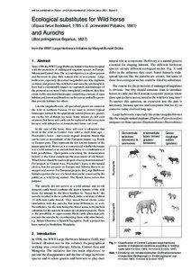 will be published in: Natur- und Kulturlandschaft, Höxter/Jena 2001, Band 4  Ecological substitutes for Wild horse