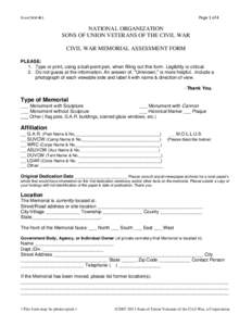 Page 1 of 4  FORM CWM #61 NATIONAL ORGANIZATION SONS OF UNION VETERANS OF THE CIVIL WAR