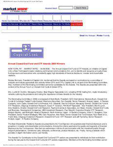 PRESS RELEASE Annual Closed-End Fund and ETF Awards 2006 Winners