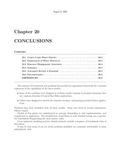 August 9, 2001  Chapter 20 CONCLUSIONS Contents 20.1 Contra Costa Water District . . . . . . . . . . . . . . . . . . . . . . . . . 20-2