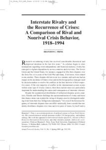 01_Prins_7019_AFS_Trans:02 PM Page 323  Interstate Rivalry and the Recurrence of Crises: A Comparison of Rival and Nonrival Crisis Behavior,