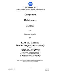 ZEE Systems, Inc. COMPONENT MAINTENANCE MANUAL SZ58-65 Component Maintenance Manual