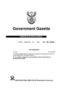 Constitution of the Republic of south Africa Second Amendment Act [No. 21 of 2002]
