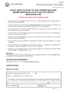 JOINT APPLICATION BY FATHER AND MOTHER TO ADD FATHER’S DETAILS TO A CHILD’S BIRTH REGISTRATION (Section 18)