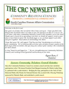 promoting cooperation & communication  South Carolina Human Affairs Commission Volume 1, Issue 1