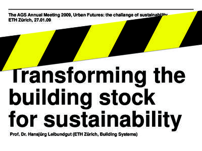 The AGS Annual Meeting 2009, Urban Futures: the challange of sustainability ETH Zürich, [removed]Transforming the building stock for sustainability