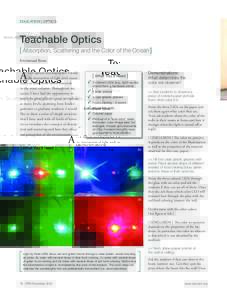 EDUCATION | OPTICS  Teachable Optics [ Absorption, Scattering and the Color of the Ocean ] Emmanuel Boss