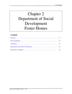 Foster Homes  Chapter 2 Department of Social Development Foster Homes
