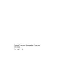 OpenMP Fortran Application Program Interface Oct Contents