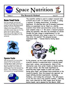 Space Nutrition Volume 1 The Research Method  Bone FFood