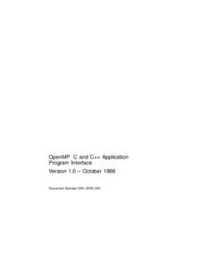 OpenMP C and C++ Application Program Interface Version 1.0 – October 1998 Document Number 004–2229–001  Contents