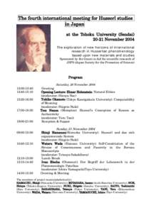 The first international meeting for Husserl studies in Japan