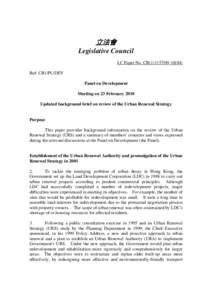 立法會 Legislative Council LC Paper No. CB[removed]) Ref: CB1/PL/DEV Panel on Development Meeting on 23 February 2010