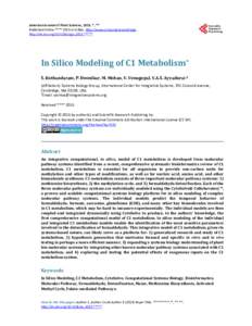 American Journal of Plant Sciences, 2015, *, ** Published Online **** 2015 in SciRes. http://www.scirp.org/journal/ajps http://dx.doi.orgajps.2015.***** In Silico Modeling of C1 Metabolism* S. Kothandaram, P. De