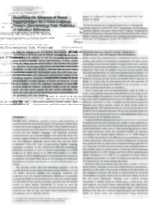 Cerebral Cortex January 2010;20:1--12 doi:cercor/bhp076 Advance Access publication April 22, 2009 Quantifying the Adequacy of Neural Representations for a Cross-Language